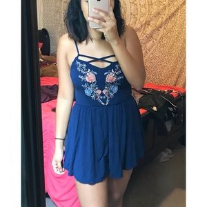 Floral embroidered romper